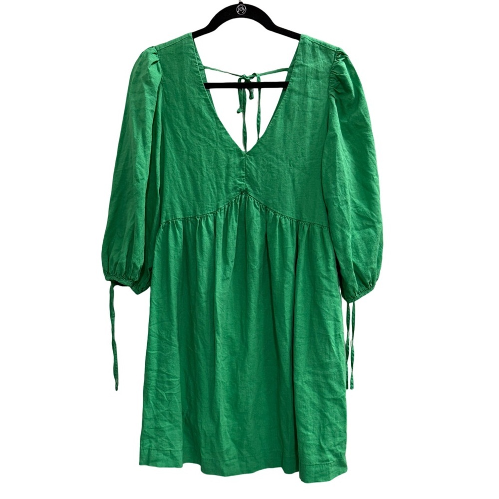 NWOT EVERY Tie Back Puff Sleeve Dress Green Size Medium